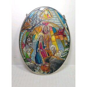 AMIA Hand Painted Stained Glass Holy Family Nativity  Sun-catcher